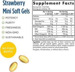 Nordic Naturals Ultimate Omega 2X Mini, Strawberry Flavor - 1120 mg Omega-3-60 Mini Soft Gels - High-Potency Omega-3 Fish Oil Supplement - EPA & DHA - Promotes Brain & Heart Health - 30 Servings